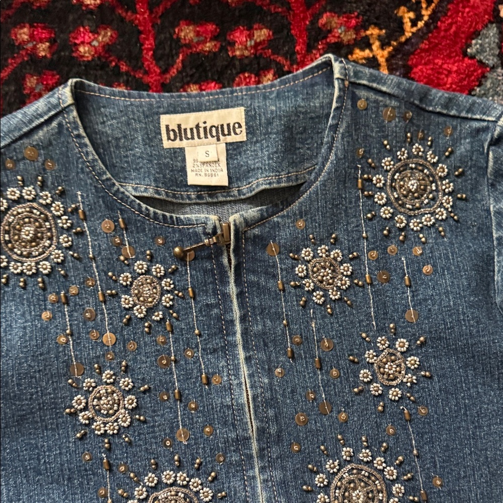 Women's Embellished Jean Jacket - Blue